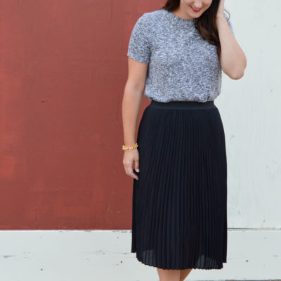 black pleated midi skirt - women's fall fashion