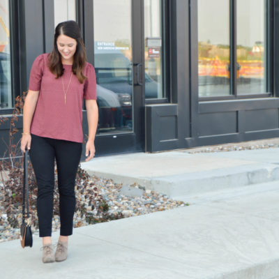 H&M burgundy woven top