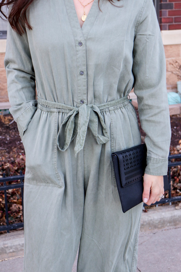 green utility jumpsuit