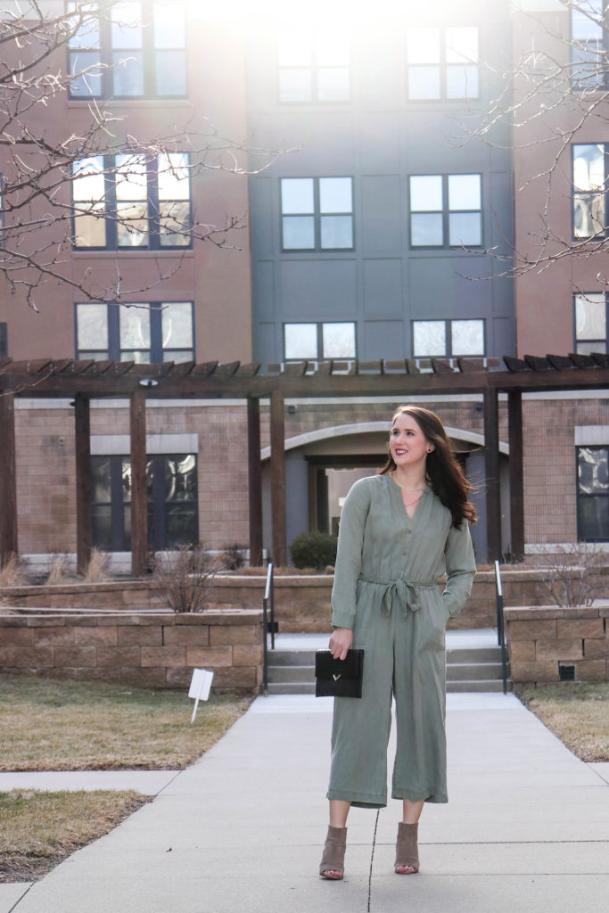 green utility jumpsuit