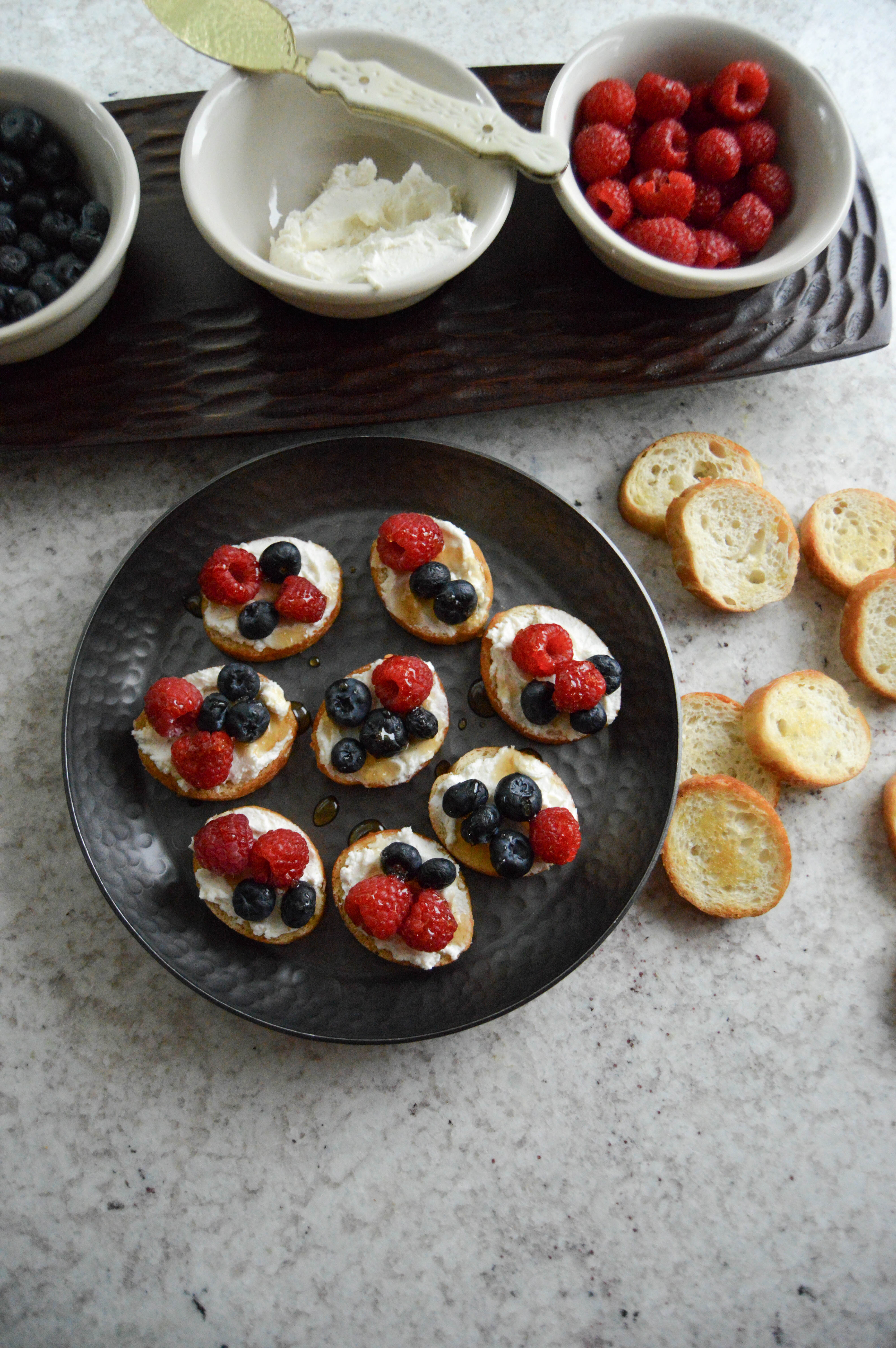 Fruit and Goat Cheese Crostini - 4th of July Recipes