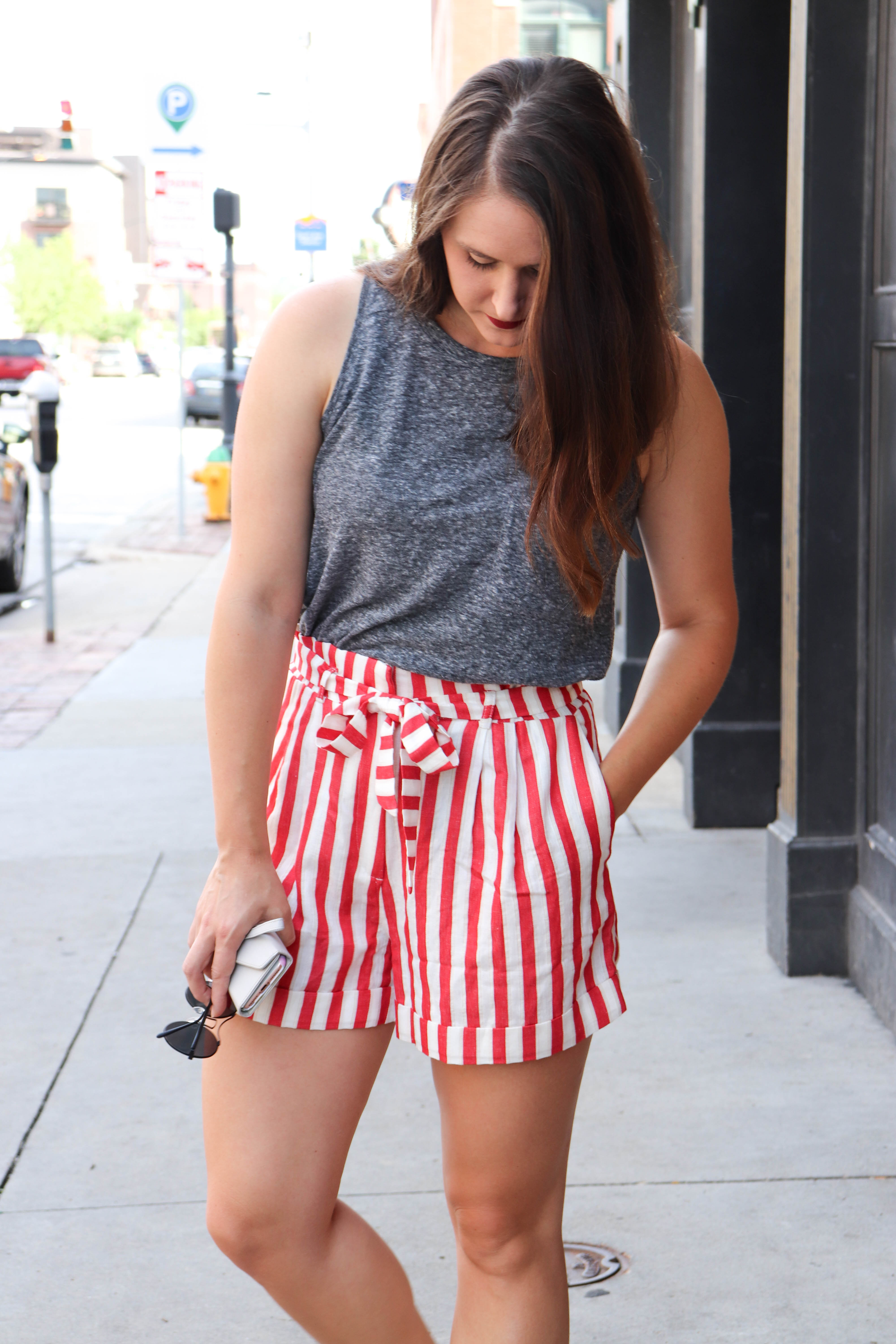 H&M Striped Shorts - 4th of July Outfit