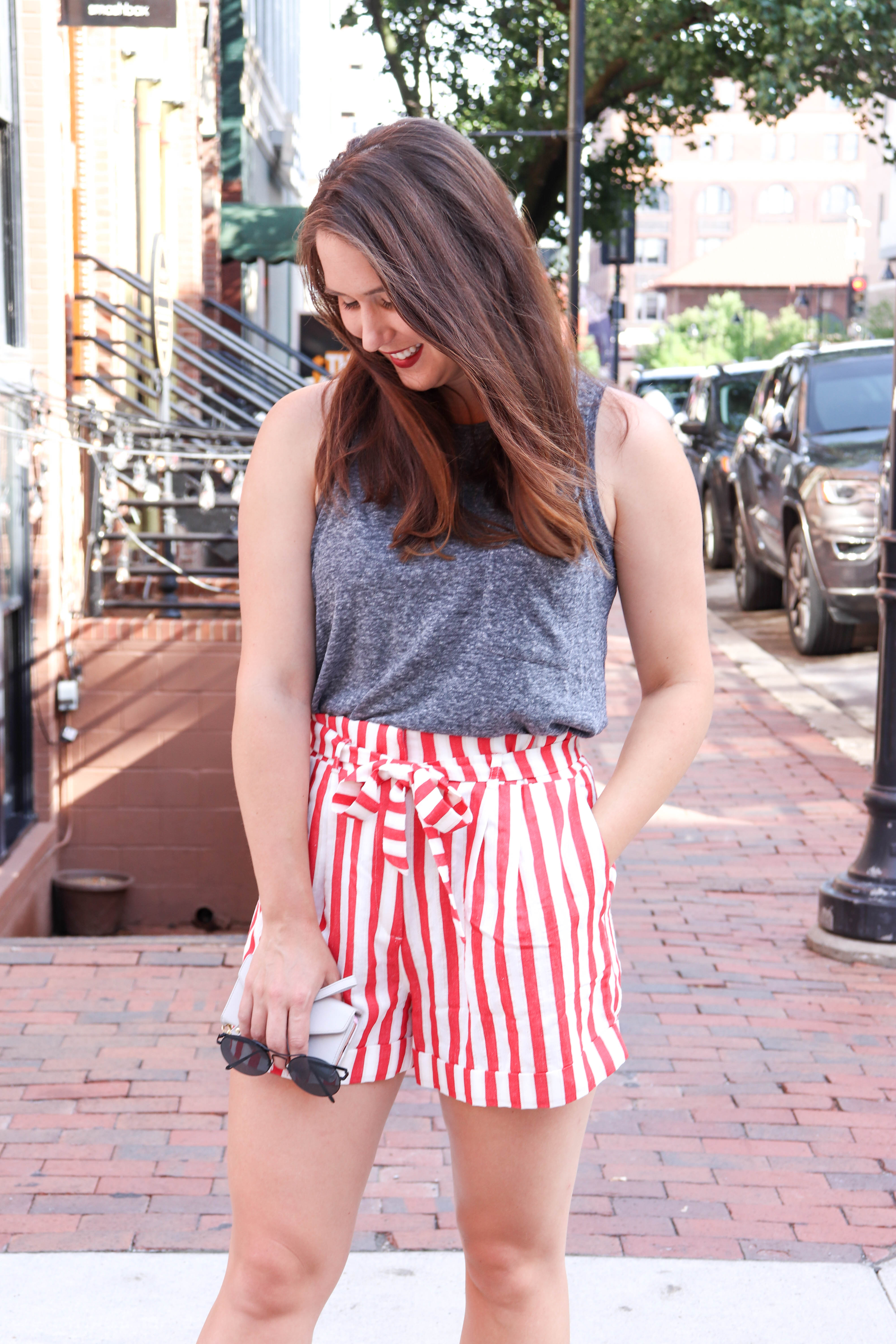 H&M Striped Shorts - 4th of July Outfit 