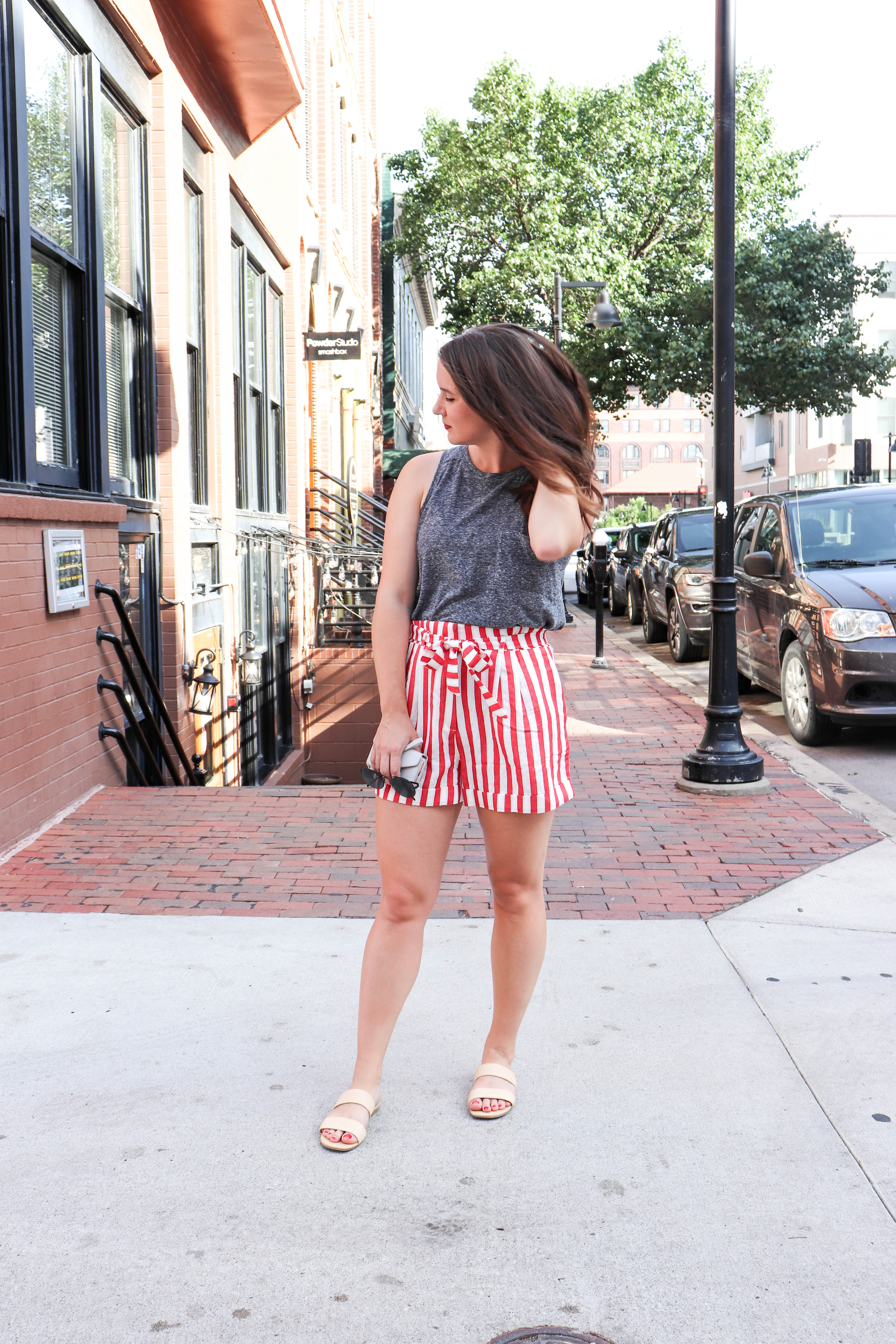 H&M Striped Shorts - 4th of July Outfit (6)